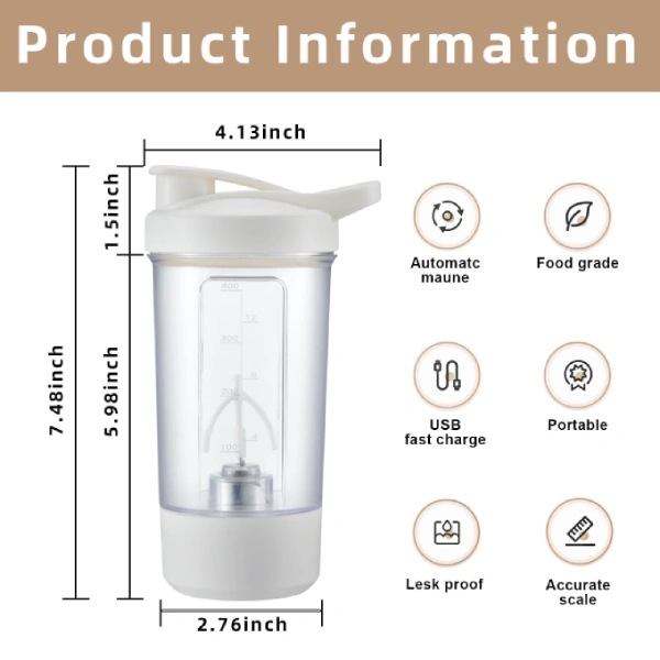Shaker Mélangeur Électrique Rechargeable USB – 400 ml (1) shaker mélangeur électrique rechargeable usb 400ml