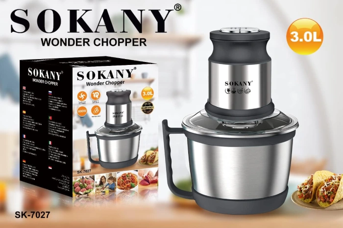 Sokany Hachoir Électrique SK-7027 3L – 800W (4) sokany hachoir électrique sk-7027 3l 800w, 4 lames inox
