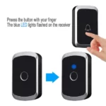 sonnette de porte sans fil tactile noir avec éclairage led 300m, 36 mélodies