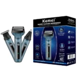 kemei km-1433 tondeuse cheveux multifonction rechargeable professionnelle 3en1, poils du nez, rasoir