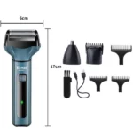 kemei km-1433 tondeuse cheveux multifonction rechargeable professionnelle 3en1, poils du nez, rasoir