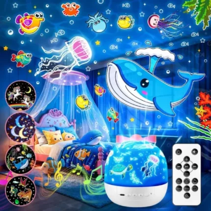 veilleuse projecteur d'étoiles rotatif à 360° pour enfants kistra, 21 thèmes