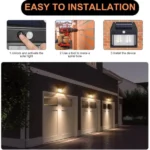 Applique Murale Solaire Étanche à 2 Lampes – Détecteur de Mouvement – Image 3