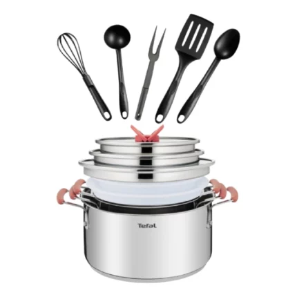 batterie de cuisine tefal opti'space optispace 13 pièces inox acier inoxydable