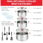 batterie de cuisine tefal opti'space optispace 13 pièces inox acier inoxydable