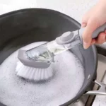 brosse lave-vaisselle multifonction 2en1 avec distributeur de savon liquide