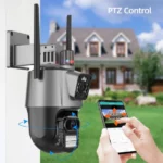 caméra de surveillance alarme wifi double objectif 2 lens 6mp 4k ptz 360° mipvision icsee, détection de mouvement ai