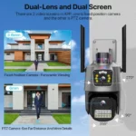 caméra de surveillance alarme wifi double objectif 2 lens 6mp 4k ptz 360° mipvision icsee, détection de mouvement ai