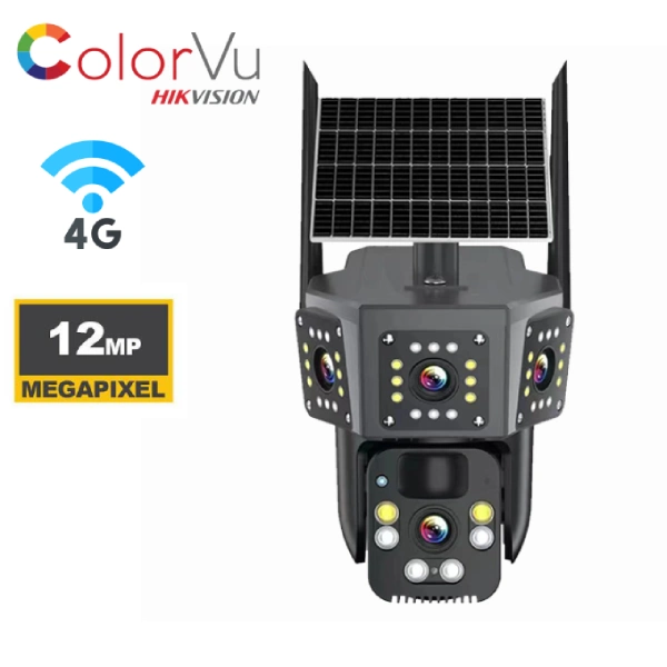 Caméra de Surveillance Solaire Hikvision ColorVu 4G PTZ 3 Lens 12MP Ultra HD caméra de surveillance solaire hikvision colorvu 4g ptz 360° 3 lens 12mp ultra hd zoom x10