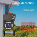 caméra de surveillance solaire ptz 4g 3 lens 15mp 4k v380 pro, détection ai, vision nocturne couleur