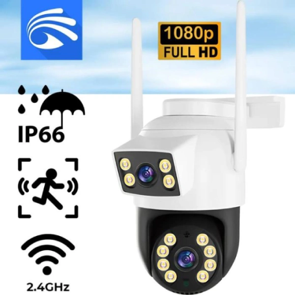 Caméra de Surveillance WiFi Double Lens 4MP Full HD JORTAN JT-8695QJB caméra de surveillance extérieure wifi double lens 4mp full hd jortan jt8695qjb