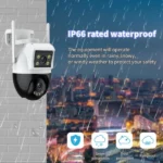 caméra de surveillance wifi double objectif 2 lens ptz 360° 4mp 2k icsee, alexa, suivi humain, détection de mouvement ai