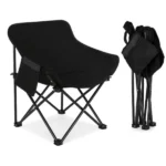 chaise de camping pliable portable en tissu oxford résistant noir