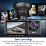 dashcam caméra de tableau de bord voiture 3 lens 1080p full hd 360° wifi, vision nocturne, capteur de mouvement