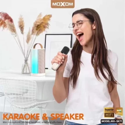 enceinte haut-parleur karaoké portable sans fil rgb moxom mx-sk71