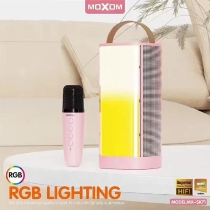 enceinte haut-parleur karaoké portable sans fil rgb moxom mx-sk71