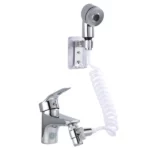 extension de robinet télescopique à ressort flexible 2en1 douchette, lavabo, bidet