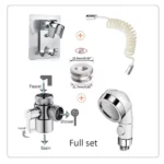 extension de robinet télescopique à ressort flexible 2en1 douchette, lavabo, bidet