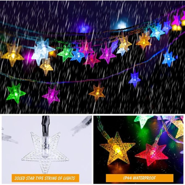 Guirlande Lumineuse Multicolore 20 Étoiles LED RGB – 2m guirlande lumineuse multicolore 20 étoiles led rgb 2m