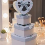 3 coffrets cadeaux en forme de cœur en carton blanc, saint-valentin, anniversaire