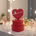 3 coffrets cadeaux en forme de cœur en carton rouge, saint-valentin, anniversaire