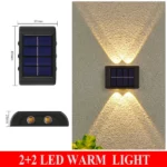 pack de 2 applique murale solaire 4 led étanche doube éclairage ztree, détecteur de mouvement