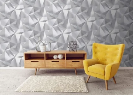 papier peint adhésif vinyle carreaux de ciment triangles géométriques gris argent