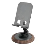 support de téléphone portable et tablette premium pour bureau en métal brossé et bois moxom mx-vs153