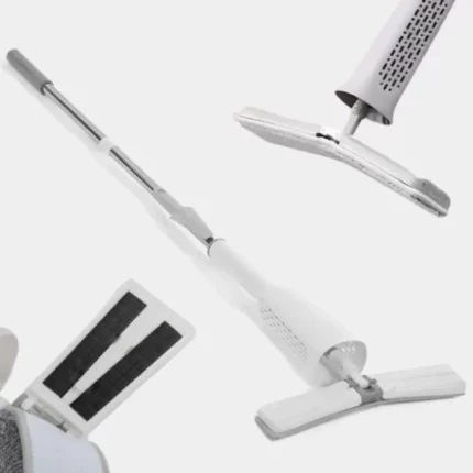 balai-serpillère professionnel auto-rinçant easy mop 360°, essorage auto, silicone, coton