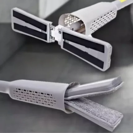 balai-serpillère professionnel auto-rinçant easy mop 360°, essorage auto, silicone, coton