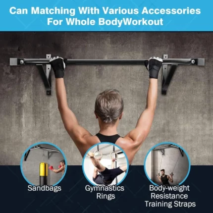 barre de traction pull-up murale pro robuste en fer ironwalls, charge 227kg, 110cm