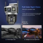 caméra de surveillance 4g ptz 3 objectifs lens 6mp 4k v380 pro, zoom x10, détection AI, IP66