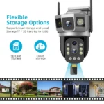 caméra de surveillance 4g ptz 3 objectifs lens 6mp 4k v380 pro, zoom x10, détection AI, IP66