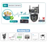 caméra de surveillance extérieure 4g ptz double objectif 3 lens 12mp 6k v380 pro, zoom x10, détection AI, IP66 hy-20310x