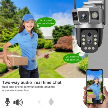 caméra de surveillance 4g ptz 3 objectifs lens 6mp 4k v380 pro, zoom x10, détection AI, IP66