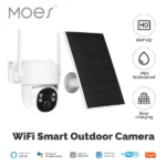 caméra de surveillance extérieure solaire intelligente wifi moes WCM-J10-S tuya 4mp hd, vision nocturne couleur