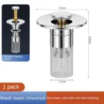 crépine filtre siphon anti-bouchon universelle pour évier et douche en inox 70mm