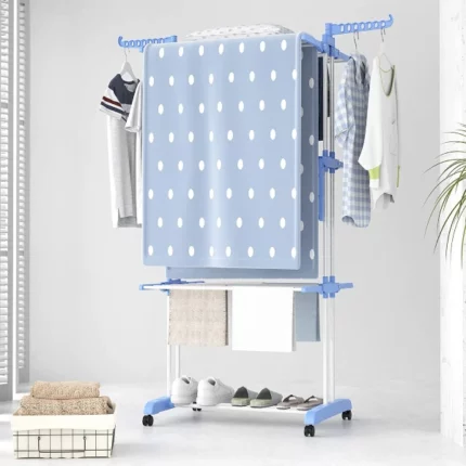 étendoir sèche-linge pliable grande capacité à 4 niveaux catgood bleu