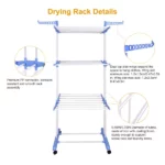 étendoir sèche-linge pliable grande capacité à 4 niveaux catgood bleu