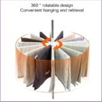 étendoir sèche-linge vertical à 3 niveaux rotatif 360° avec pinces, hauteur extensible 1.7m