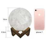 Lampe Veilleuse Lune LED 3D Rechargeable – Contrôle Tactile – Image 5