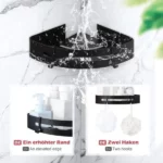 lot 2 étagères d'angle de douche salle de bain en aluminium antirouille noir avec 4 crochets