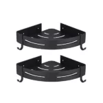 lot 2 étagères d'angle de douche salle de bain en aluminium antirouille noir avec 4 crochets