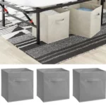 lot de 3 box boîtes de rangement pliables BOOI gris 20l