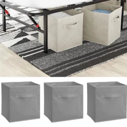 lot de 3 box boîtes de rangement pliables BOOI gris 20l