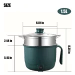 marmite électrique portable multifonction 1.5l avec panier à vapeur en inox