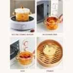 Mini Marmite en Verre Pyrex Résistant à la Chaleur avec Échelle 150ml – Image 3