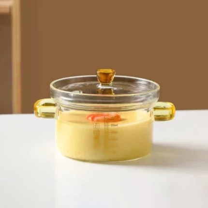 mini marmite en verre pyrex résistant à la chaleur avec échelle graduée 150ml