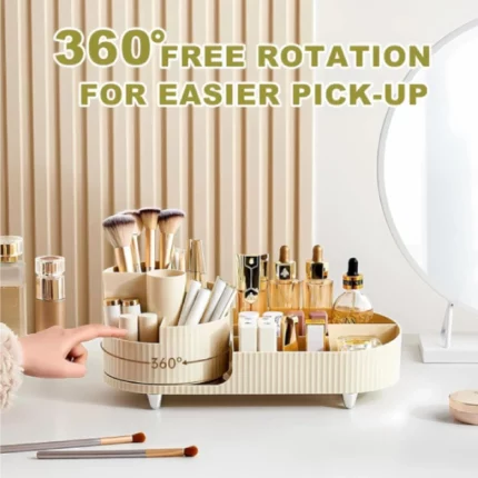 organisateur de rangement cosmétique maquillage 2en1 rotatif 360°, 5 compartiments
