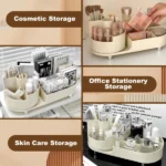 Organisateur de Maquillage 2en1 Rotatif à 360° – 5 Compartiments – Image 3